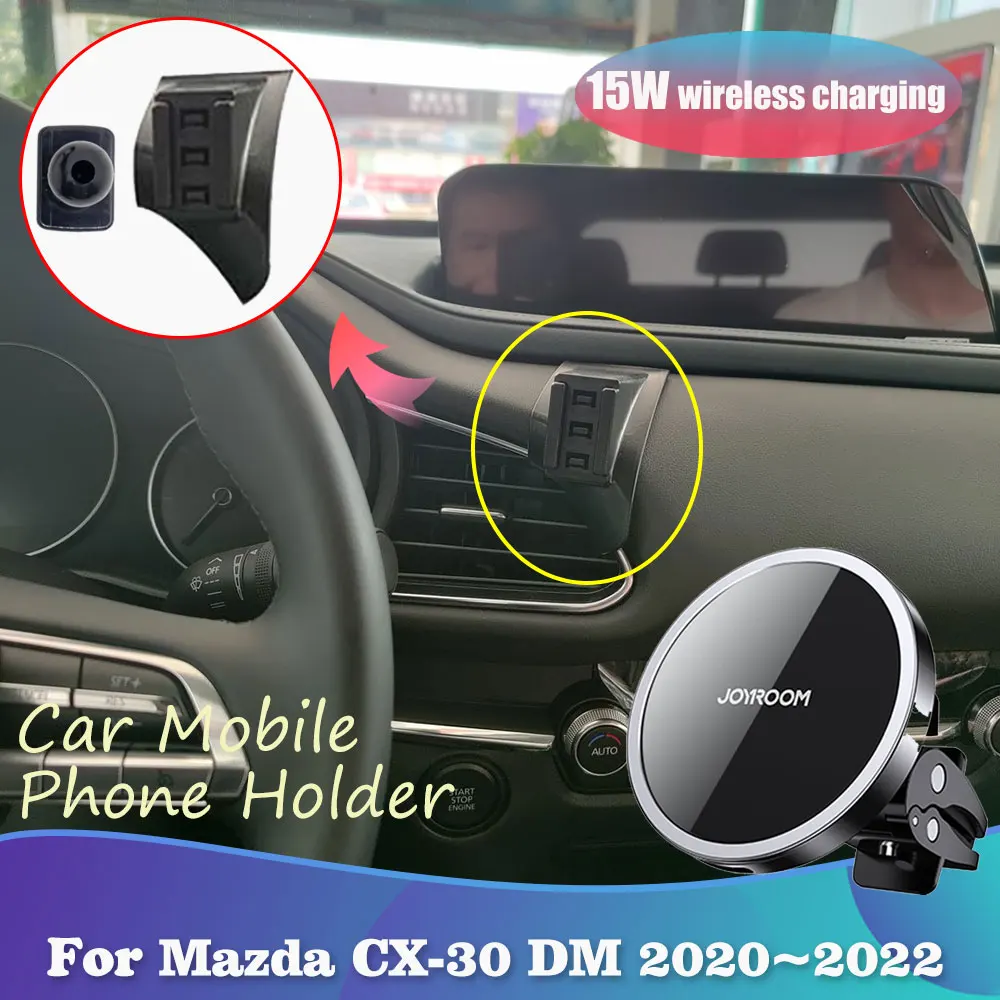 Auto Telefon Halter für Mazda CX-30 CX30 DM 2020 2021 2022 Air Vent Clip  Magnetische Unterstützung Drahtlose Schnelle Lade Zubehör iPhone