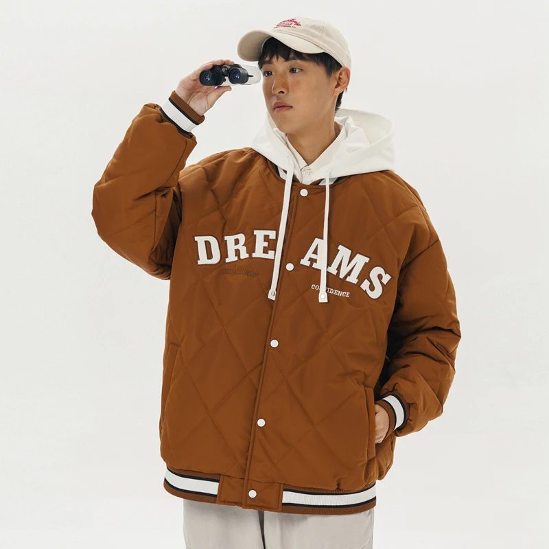 Street Style Men Winter Fake Two-Piece Hooded Baseball Clothes Jacket Unisex Parkas Thick Warm Oversize Cotton-Padded Windbreake