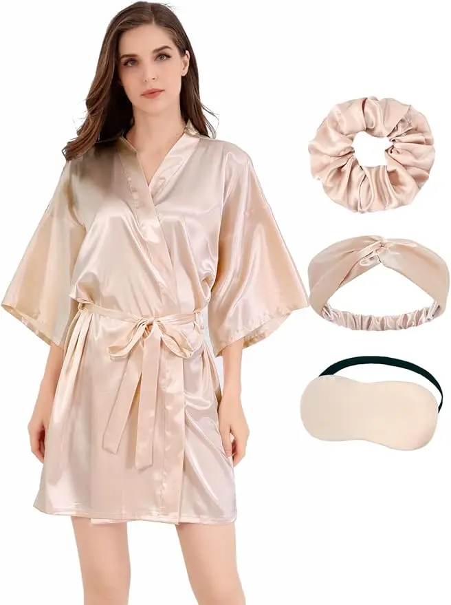 Women Bride Bridesmaid Silky Satin Kimono Robe Solid Color Sleepwear for Wedding Party 11 S0b297b7721b04a80a216e32a7aef1789s