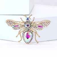 Stylish Rhinestone Bee Brooches for Women Unisex Crystal Glass Insect Pins Event Funny Luxury Gifts New Year Friends Decoration 4