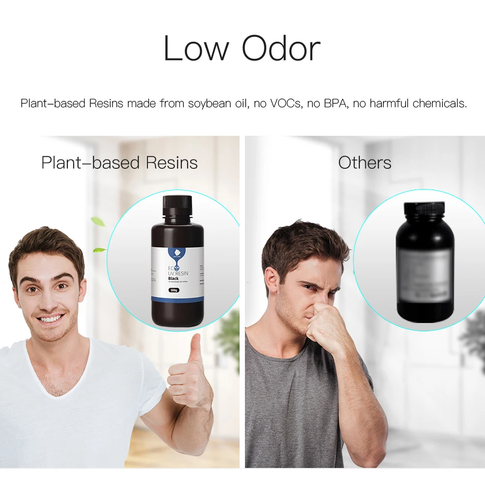 Anycúbico Eco Resina uv para Impressora Lcd 3d Baixo Odor Líquido Material de Impressão 3d 1kg Garrafa Planta Baseada Resina uv Peças Lote - Imagem 2