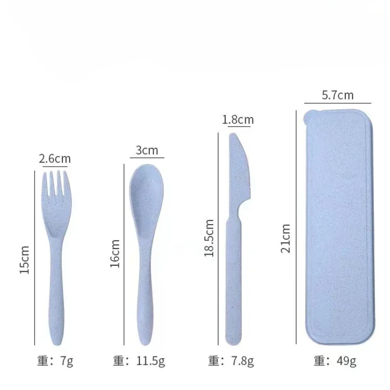 Cutlery Set Western Style Cutlery Set Picnic Cutlery Set Picnic Tableware Camping Cutlery Set Colorful Wheat Straw Knife Fork Spoon Set with Storage Box Outdoor Camping Portable Plastic Tableware Student Lunch Cutlery Set