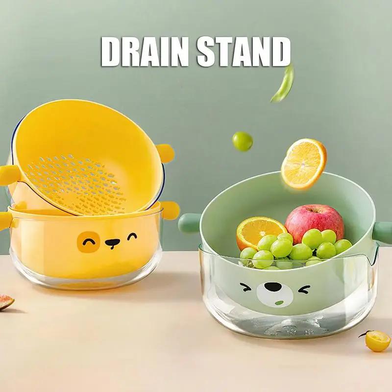

Washing Bowl & Strainer Multifunctional Stainless Steel Portable Double Layered Washing Basket Colander Set Kitchen Accessories