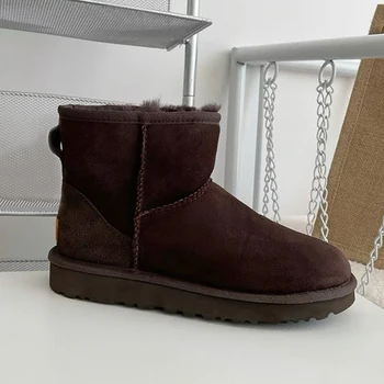 Classic Short Women's Boots 2027 New Winter Warm Wool Thin Sole Genuine Leather and Fur Snow Boots - Image 6