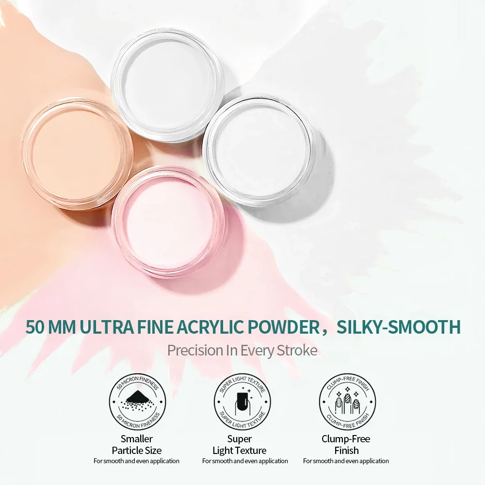 NAILPOP Professional Acrylic Nail Powder Clear/Nudes/Pink Ultra Fine for Acrylic Nail Art 3D Tips Carving French Nails Extension 2