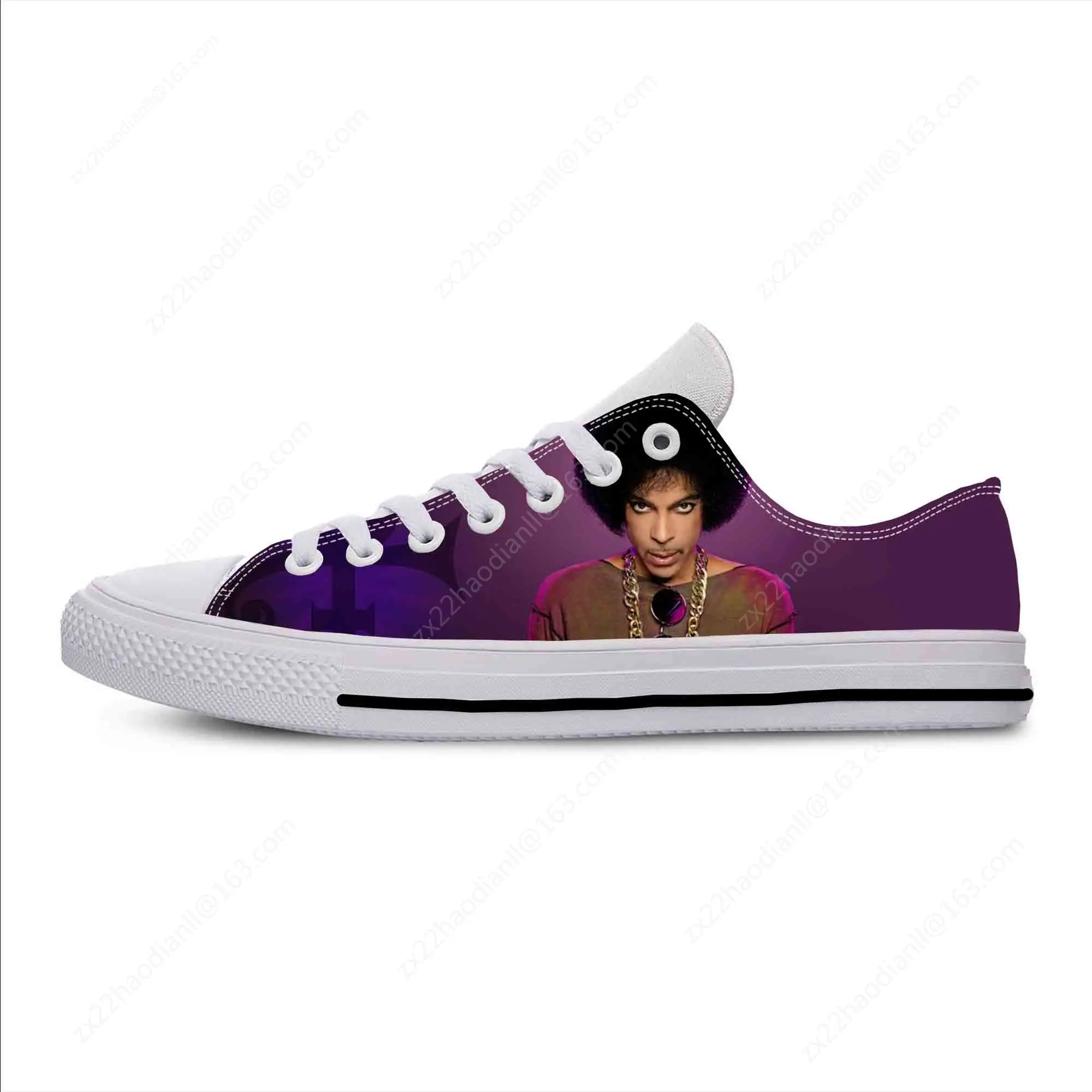 Hot Music Singer Prince Rogers Nelson Purple Rain Casual Cloth Shoes Low Top Breathable Lightweight 3D Print Men Women Sneakers
