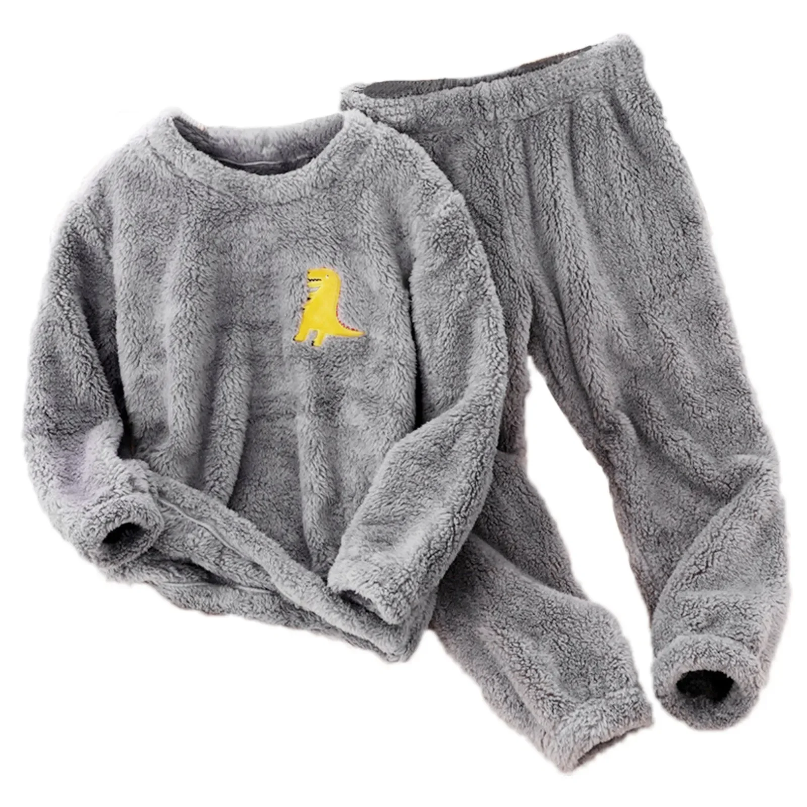 thumbnail image 1 of Traje de casa con forro polar de dibujos animados para mujer, conjunto de ropa de dormir Unisex para niños, tela de poliéster de estilo informal, ropa cálida de invierno, 1 of 4