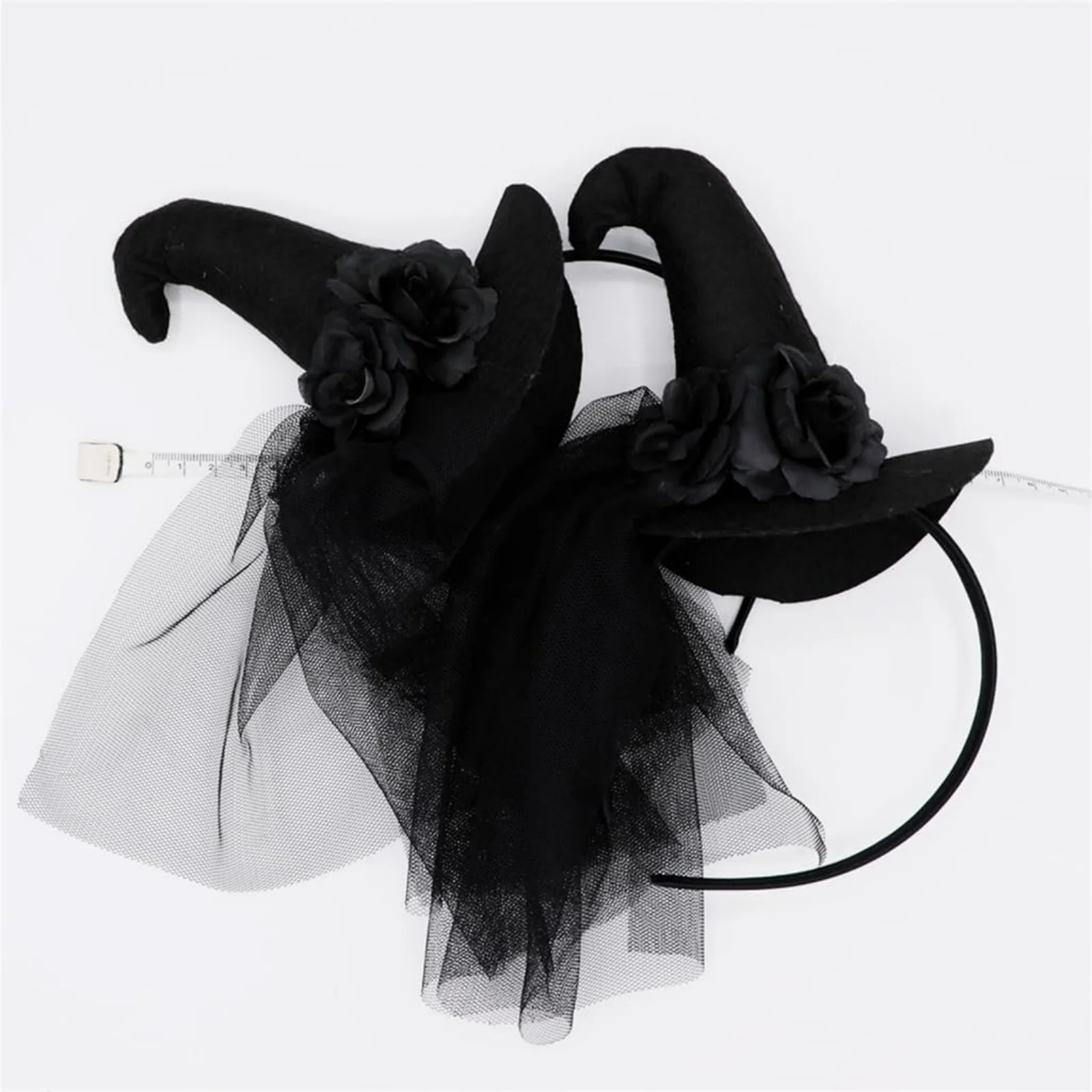 1PC Gothic Halloween Live Broadcast Hairband Women Photoshoots Hairband Witch Hat&Black Yarn Veil Headbands Black Color