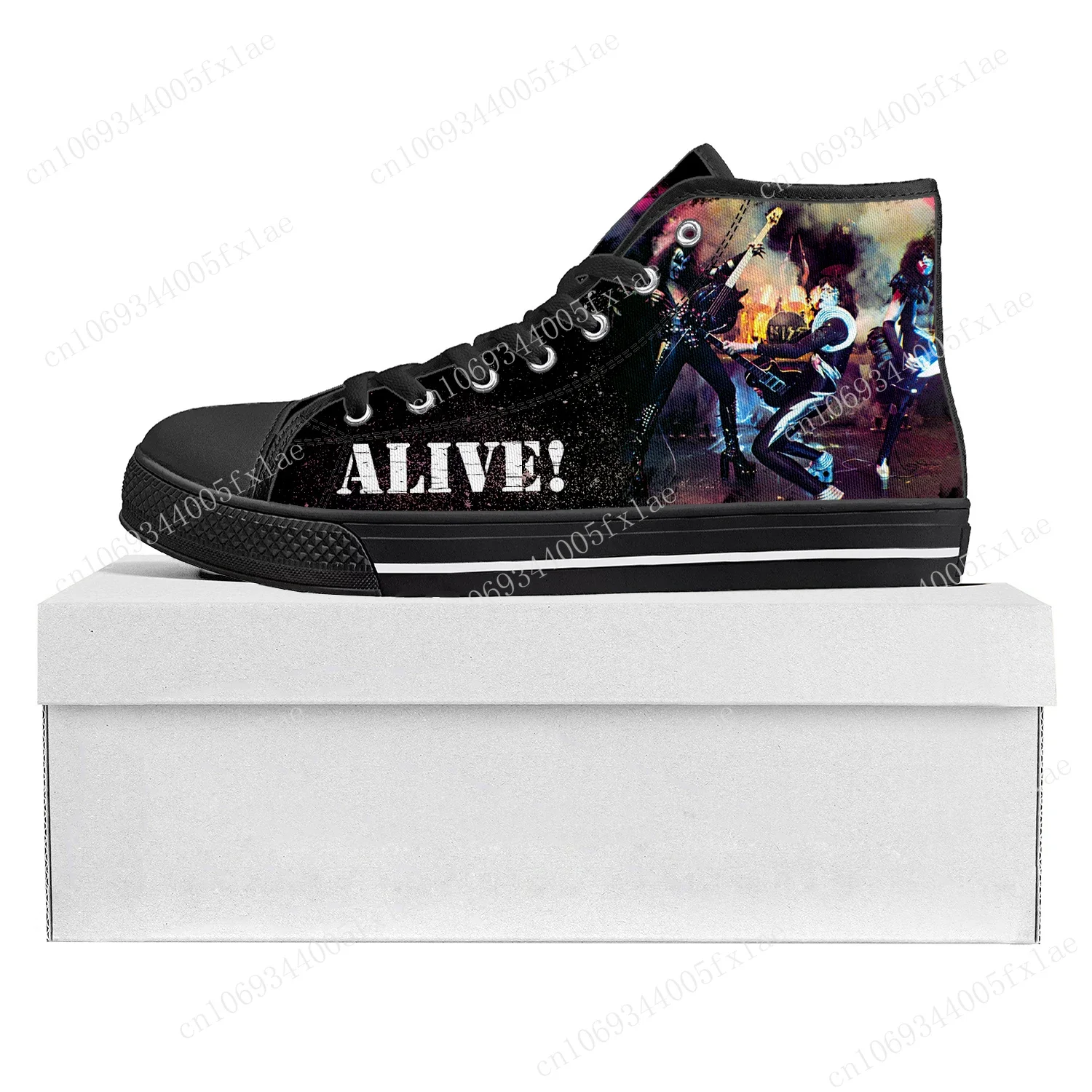 

Kiss Heavy Metal Rock Band Fashion High Top High Quality Sneakers Mens Womens Teenager Canvas Sneaker Couple Shoe Custom Shoe