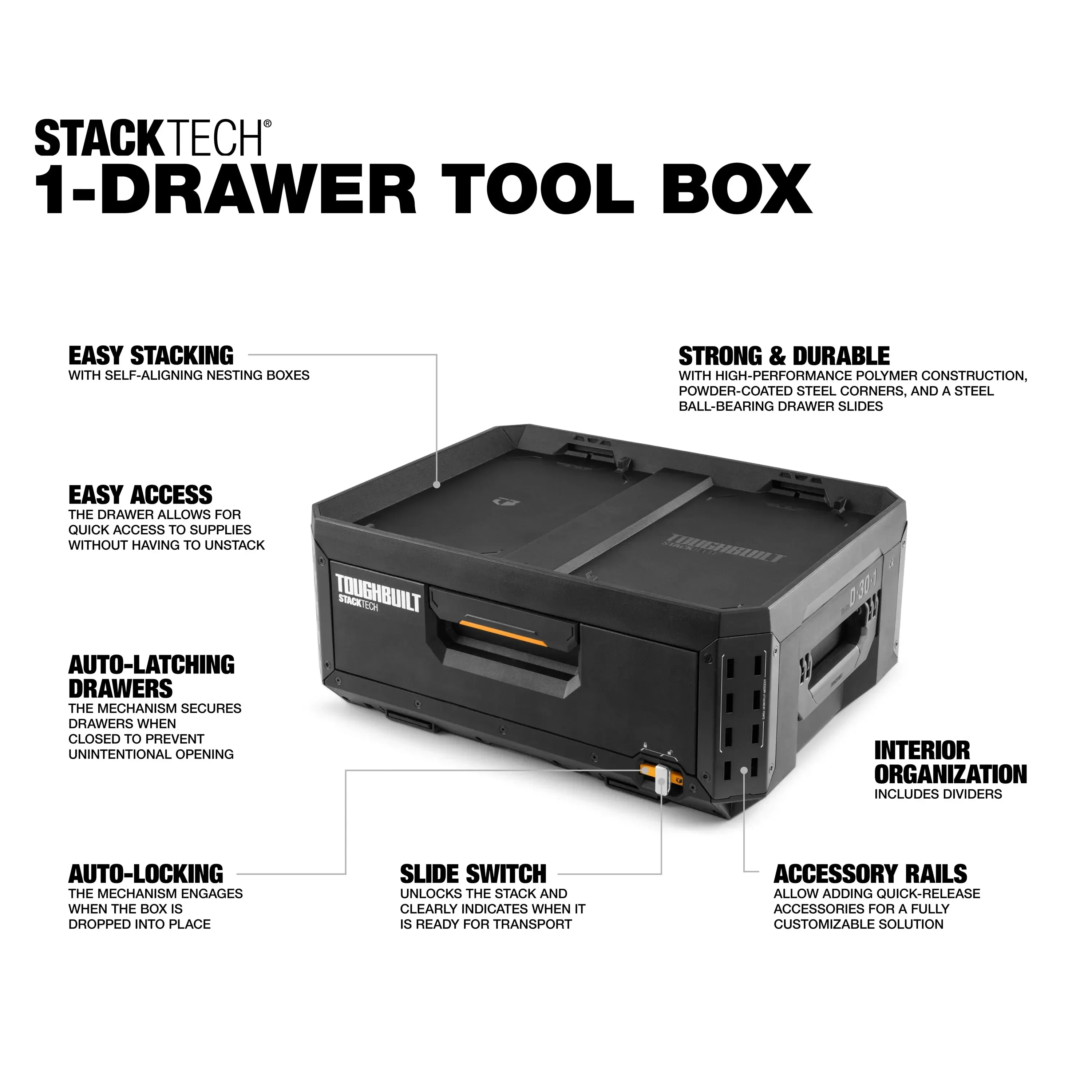 TOUGHBUILT TB-B1-D-30-1 Stackable Pull out Toolbox Drawer style Storage Box for Hardware Parts Storage Box 2