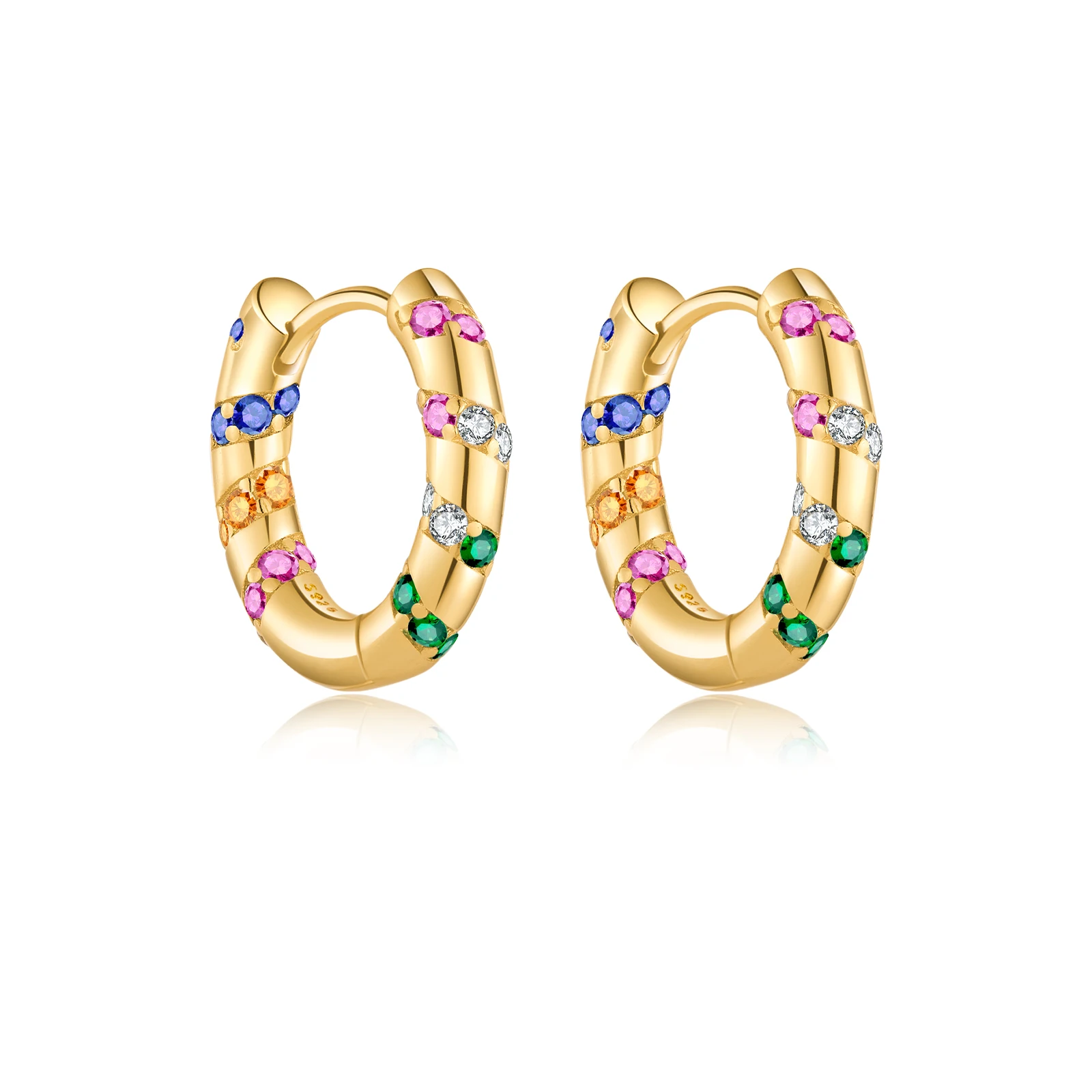 AILUOR 925 Argento Sterling Arcobaleno Orecchini a cerchio per le donne Smalto Cuore Orecchini a cerchio per le donne Cartilagine Carino Huggie Orecchini Gioielli Regali di compleanno (Argento