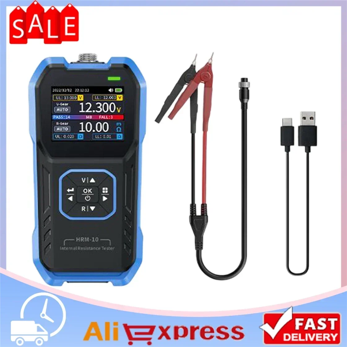 FNIRSI-HRM-10 18650-Battery Voltage Internal Resistance Tester High-precision Trithium Lithium Lron Phosphate Battery Tester