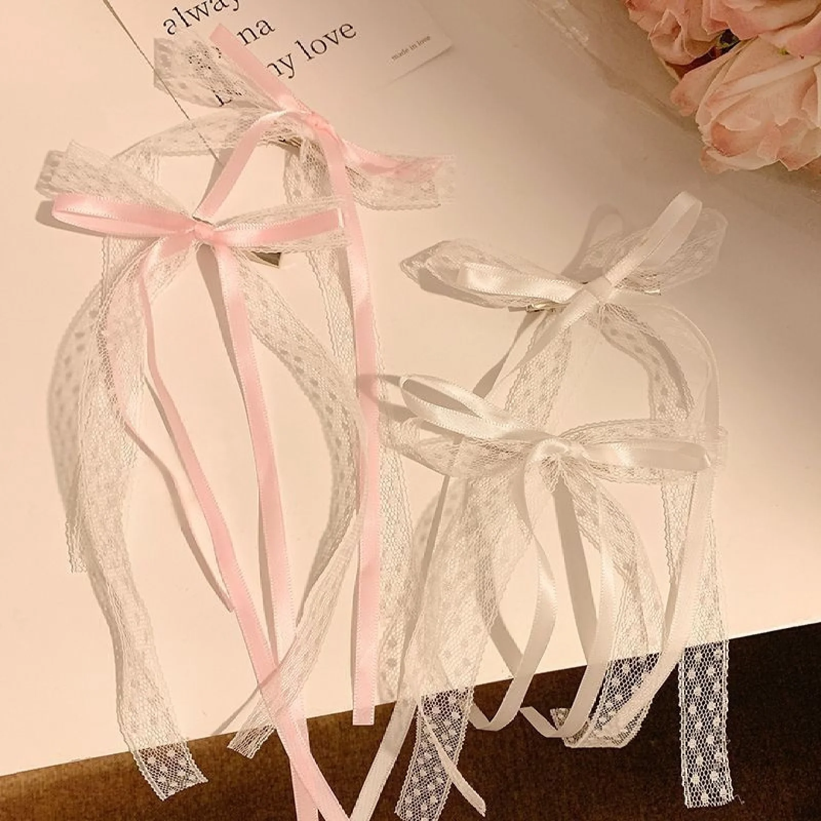 2 Stück weiß, Spitze, Band, Haargummi, Schleife, Haarspange, weiblich, Premium, Kopfbedeckung, Clips, Haarschmuck, Haarkarten