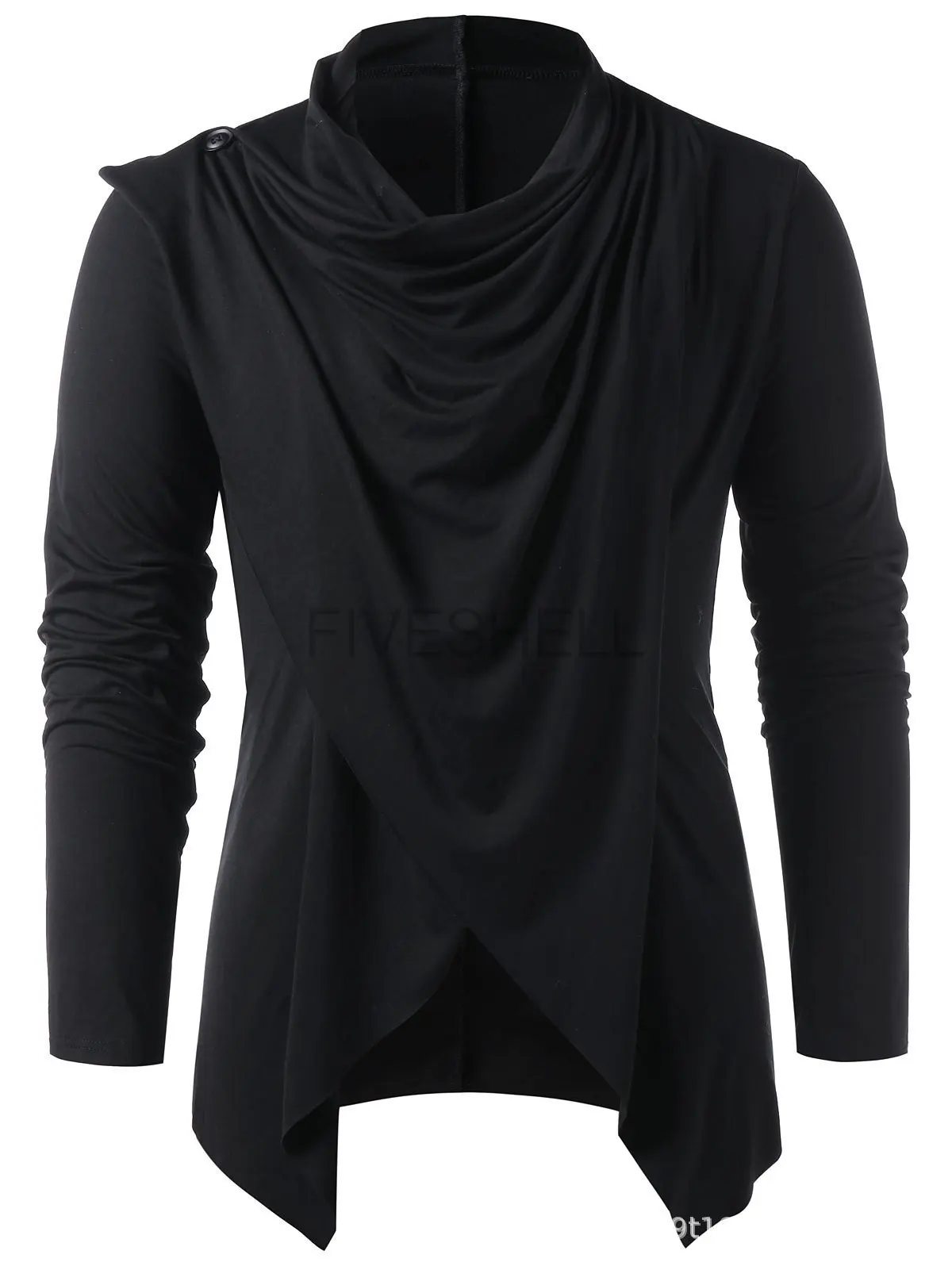 

Men Asymmetrical Overlap Cardigan Casual Knitted Long Sleeve Sweater Shawl Collar Open Front Tops Men Vintage Sweaters