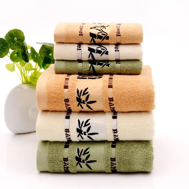 Set di 2 set di asciugamani da bagno in fibra di bambù 34x74 cm 70x140 cm Set di asciugamani da bagno per il viso e la casa Salviette Toallas De Baño  6