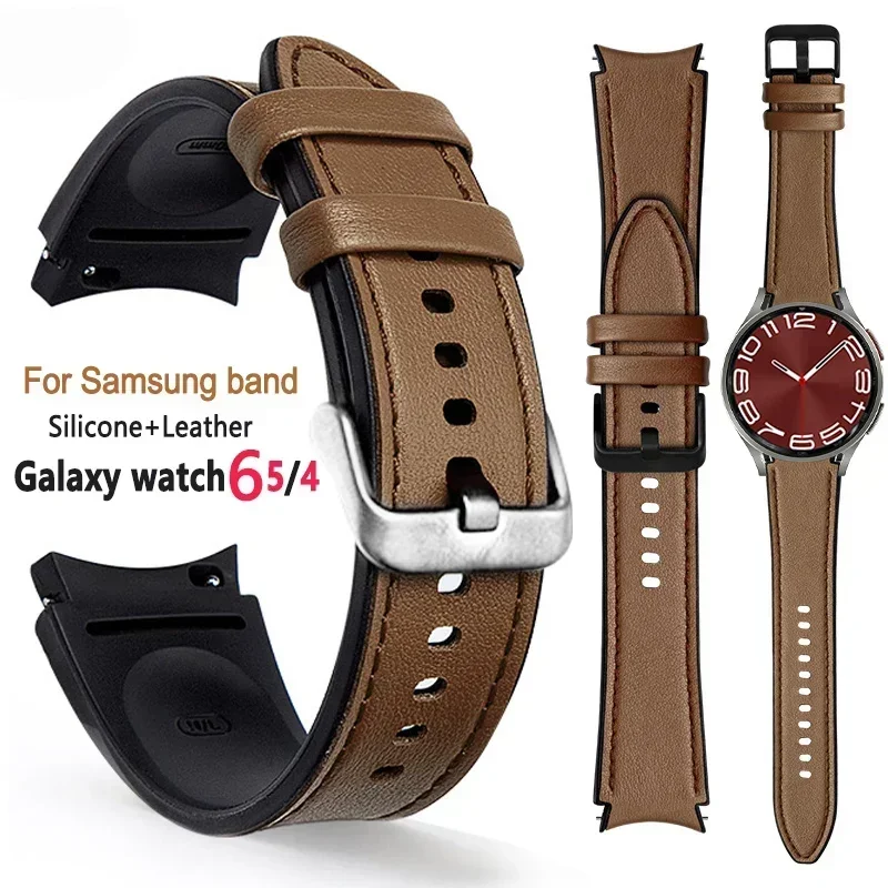 Silicone & Leather 20mm Watch Strap - Premium Two-Tone Design Bracelet