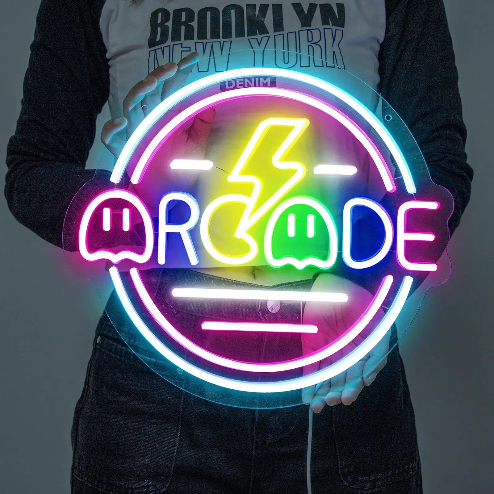 Insegna Al Neon LED Godzilla 'Re Del Mostro' – Luce Dimmerabile USB, 36x35 Cm, Decorazione Murale Per Camera Ragazzi E Gamers