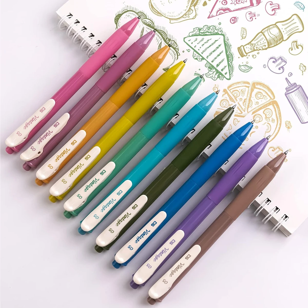 Einziehbarer Dianshi Forest Warm Series mit Nachfüllset, Gelstift, schnell trocknender Tintenstift, feine Spitze, 0,5 mm, 10 einzigartige Retro-Farben für – Detail 3