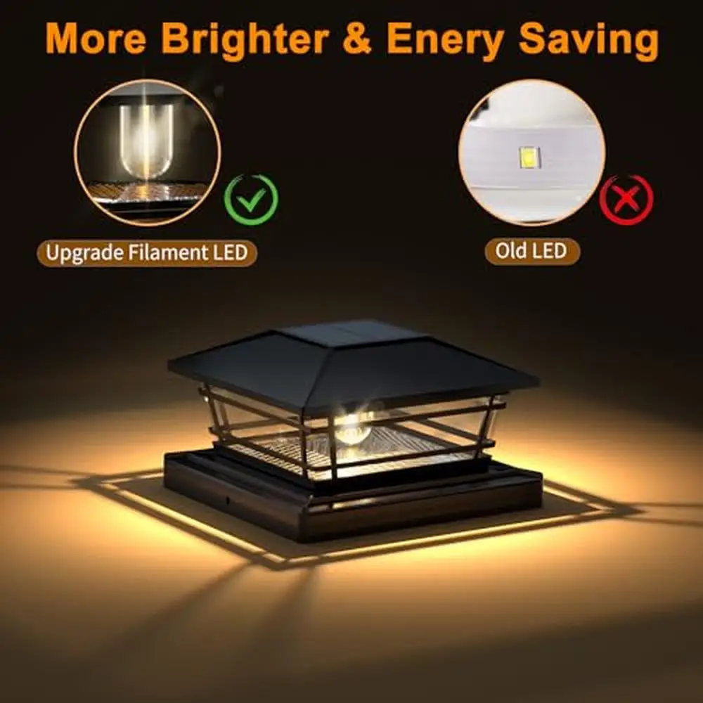 Outdoor Solar Post Cap Lights 8-Pack [LED Bulb 2 Brightness Modes] Waterproof Fence Post Lights 4x4 5x5 5.5x5.5 Wood Warm White