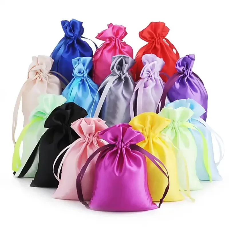 Gift Bags Organza Gift Bags 10pc Color Drawstring Storage Soft Satin Bag Silk Jewelry Packaging