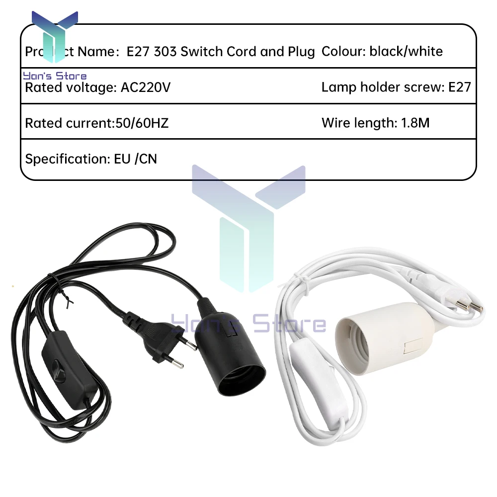 EU Plug 3.5m 6m Power Cord Cables E27 Lamp Base Holder With Switch Wire For Pendant Led Bulbs Fixture Hanglamp Suspension Socket