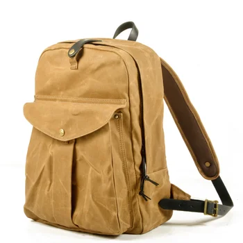 Zaino vintage europeo e americano, zaino da viaggio per esterni di grande capacità, in tela cerata impermeabile combinata con tessuto gen.