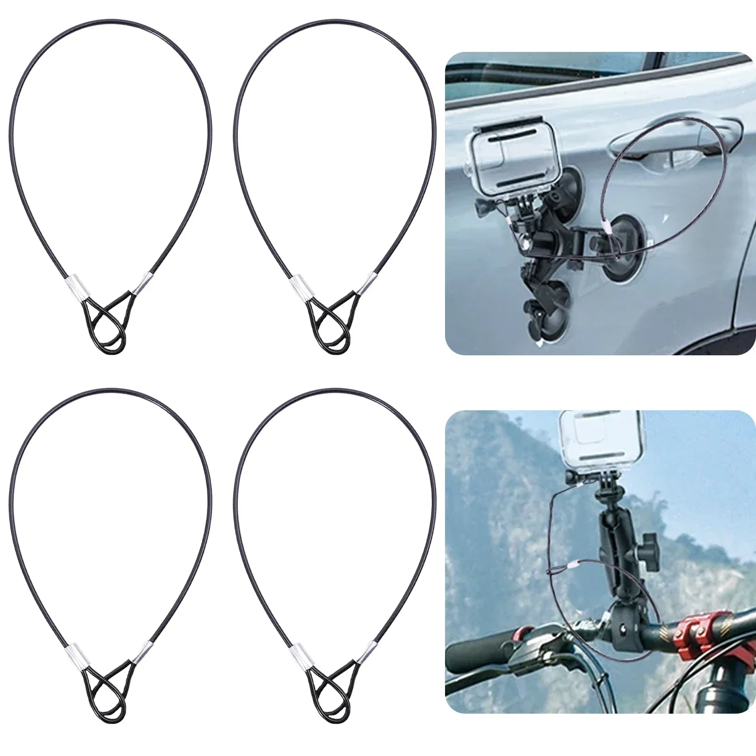 Universal 30CM/60CM Camera Safety Lanyard Ropes for GoPro Hero/Insta360/DJI/SJCAM Anti-Drop Stainless Steel Tether Wire Rope