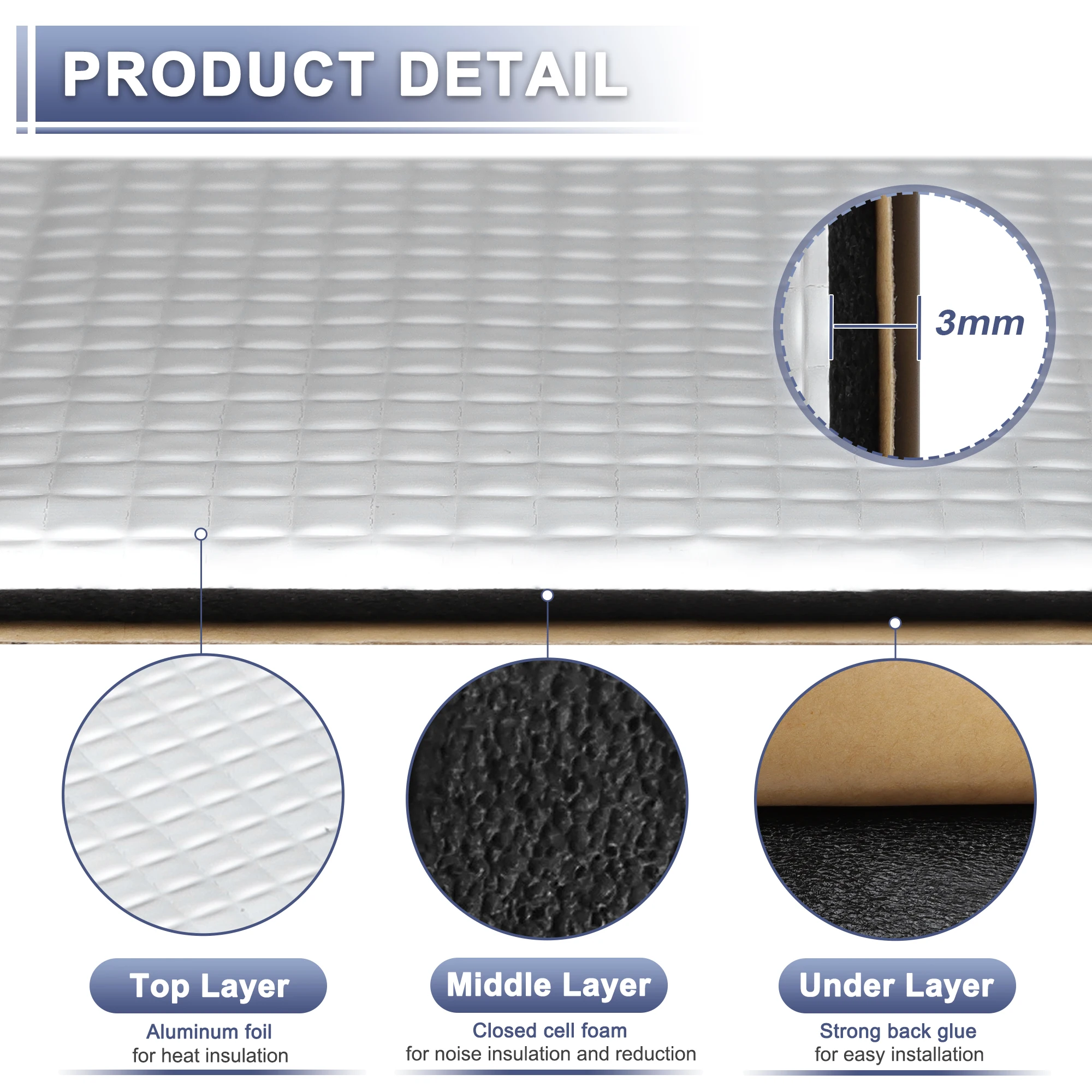 UXCELL Car Sound Deadening Mat 25x18cm 50x30cm 40x20cm Aluminum Foil Foam Heat Shield Soundproofing Insulator for Car Door Hood