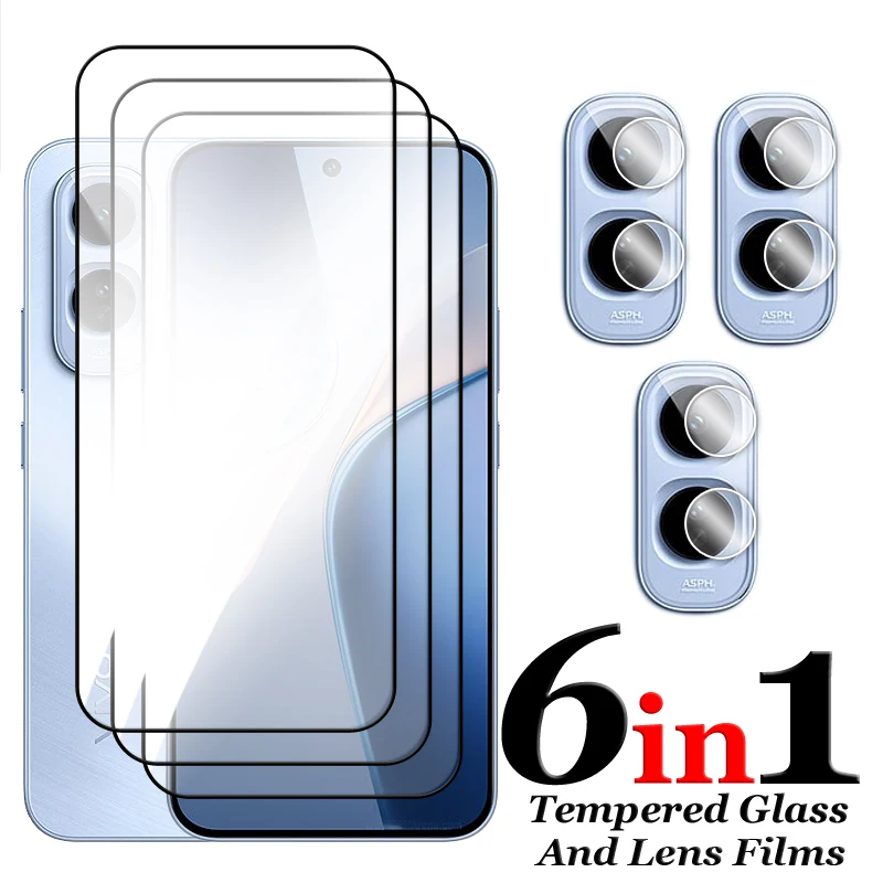 6-in-1 Tempered Glass Full Cover Screen Protector with Lens Film