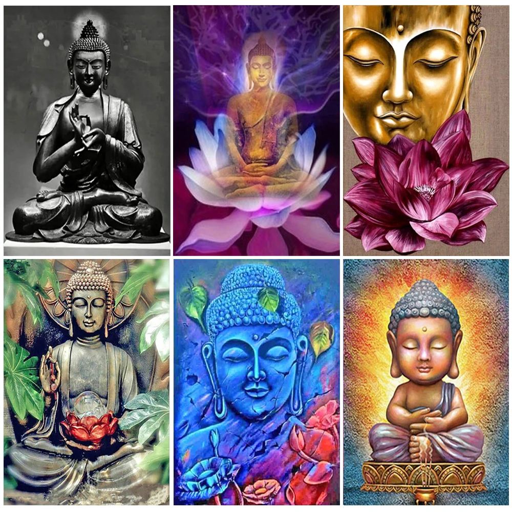 Religion Buddhism Buddha Diamond Painting 5D DIY Full Round Drill Embroidery Cross Stitch Kit Wall Art Club Home Decor