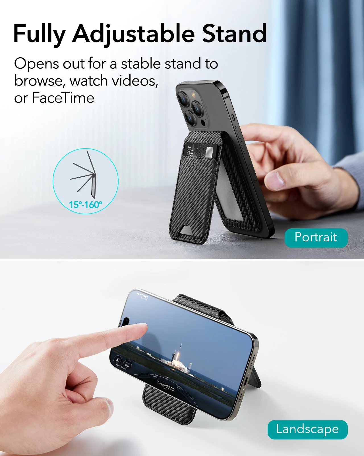 ESR HaloLock Vegan Leather Wallet Stand For iPhone Carbon Fiber HaloLock Woven Card Holder for 17 S0b2aac12b1104dab8cef92a7f9498d1fw