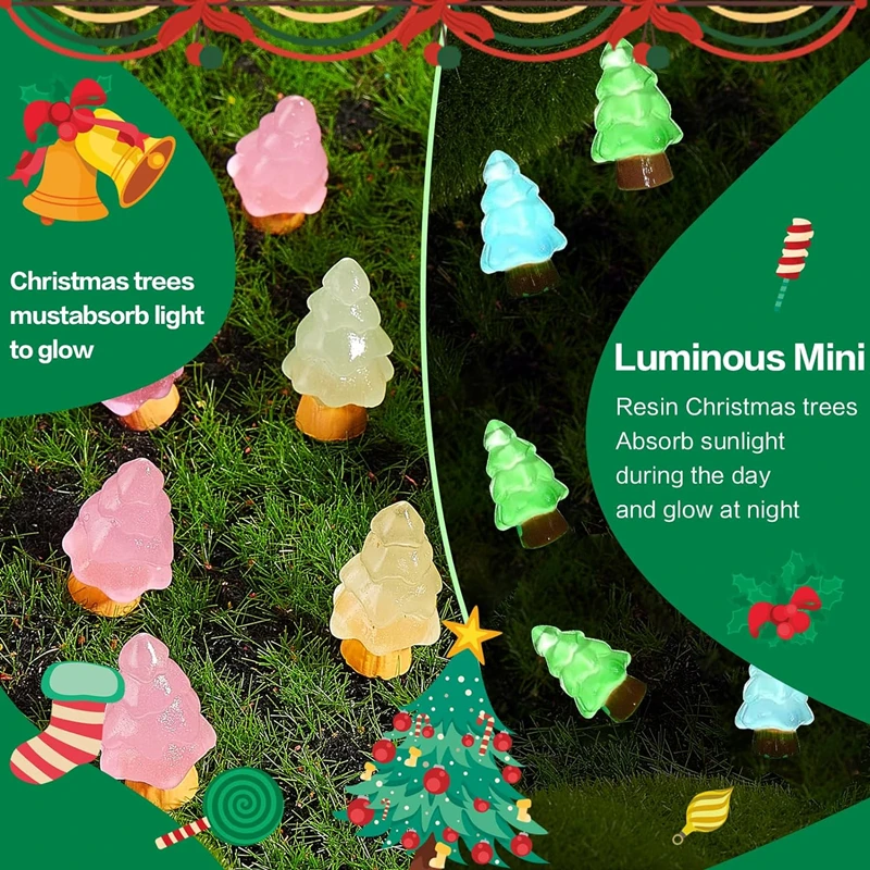 Luminous Figurine Miniature Noctilucent Christmas Tree Micro Landscape Ornaments for Home Decorations Tabletop