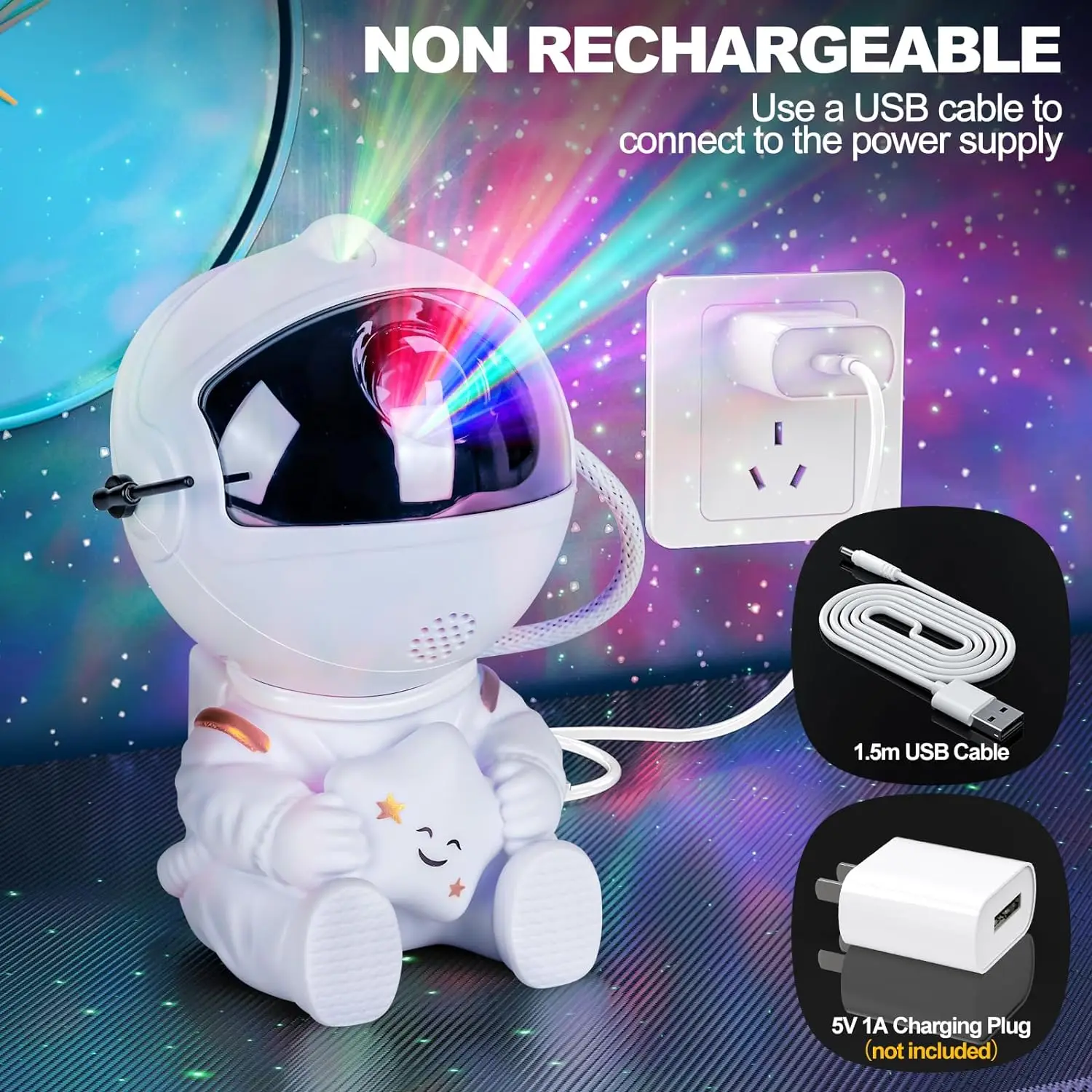 Astronaut Galaxy Star Projector Starry Night Light - Starry Nebula Ceiling Projection Lamp with 8 Modes, Remote  360° Adjustable 6