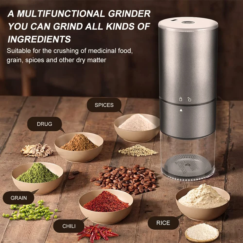 Litake Coffee Grinder Electric,Adjustable Coffee Bean Grinder,USB  Rechargeable Ideal for Everyday Carry,Spice Grinder Great for Coffee  Bean,Spices,Nuts,Grains 