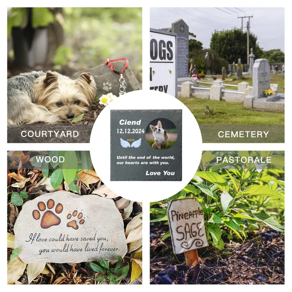 Personalized Memorial Plaque for Pet, Dog, Cat, Engraved Grave Stone with Photo, Memorial Graveside Grave Marker