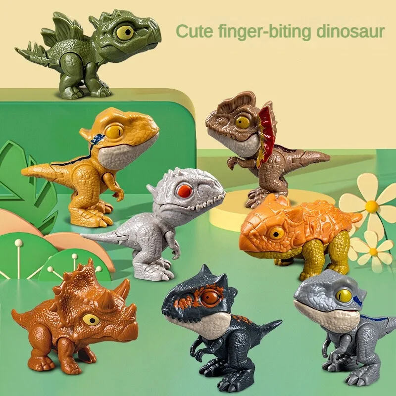 Jurassic Finger Biting Dinosaur Model Toys for Boys Triceratops Tyrannosaurus Ankylosaurus Tricky Interactive Animals Dino Toy 2