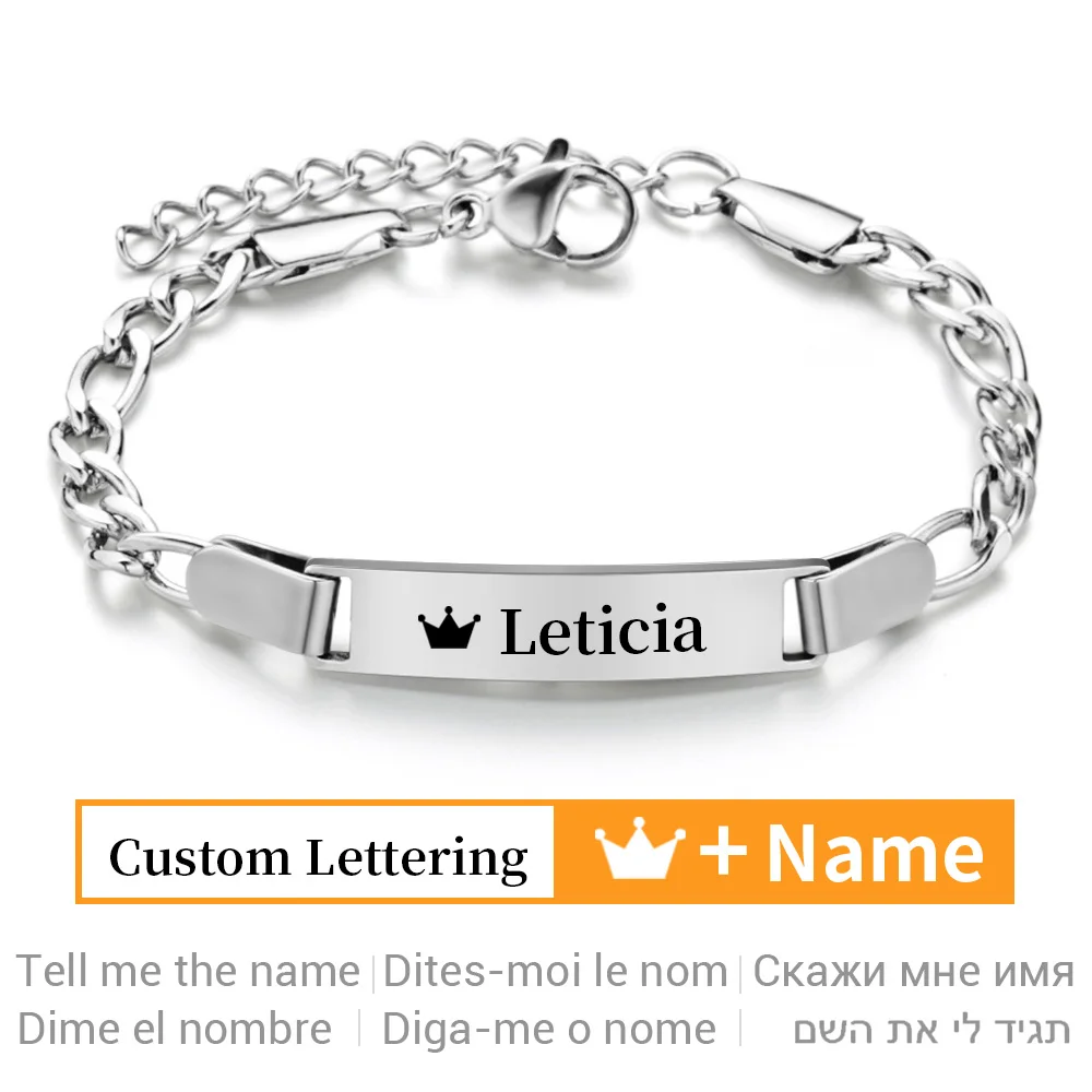 Personalized Baby ID Bracelet - Stainless Steel Anti-Allergy Engraved Name Birth Bar