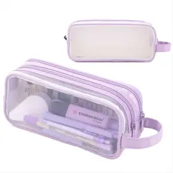 Large - Capacity Purple Transparent Case - Stylish and Versatile for Stationery or Cosmetics (Purple)