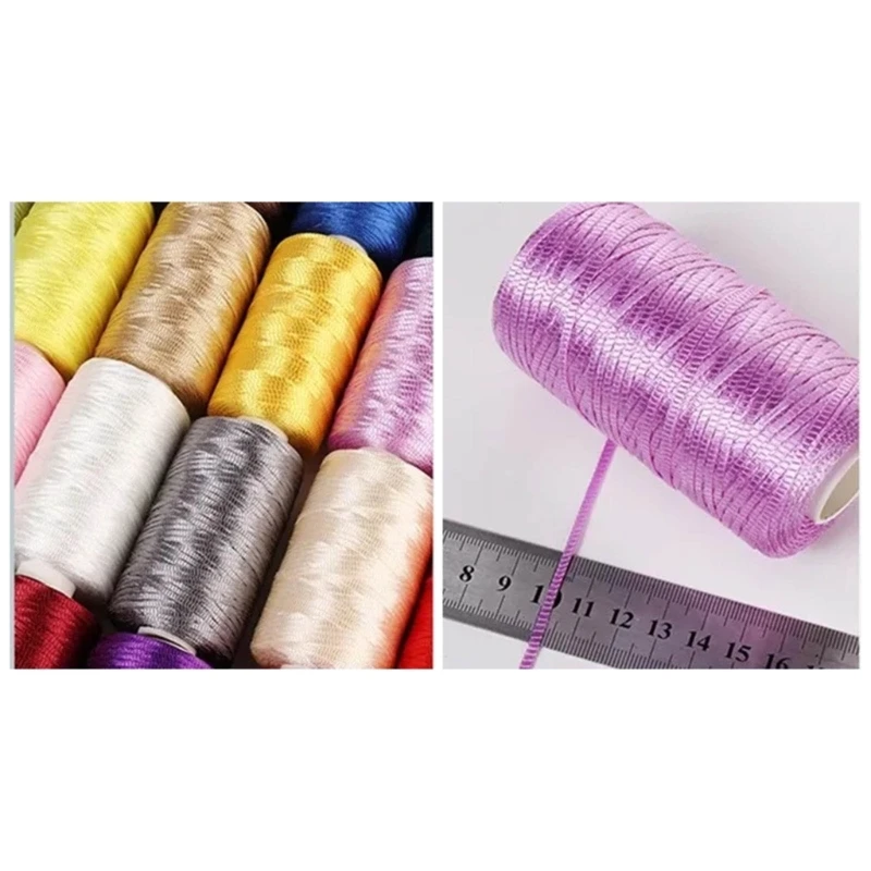 2 Rolls Silk Cord Rattail Silk Cord Chinese Knot Thread for