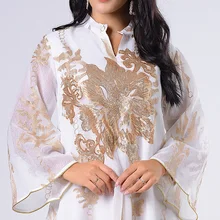 

2022 New Muslim Dress for Women Middle East Sequin Embroidered Yarn Muslim Female Dubai Arab Eid Kimono Abayas Women Robe