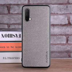 Luxury Textile Leather Skin Soft TPU Phone Case - Premium Cover (Light Gray)