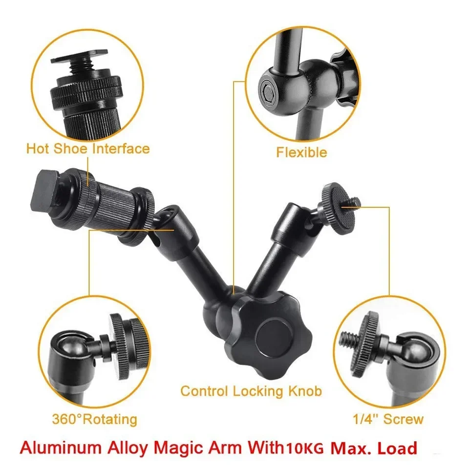 7/11/20 Inch Metal Articulating Magic Arm Super Clamp Holder