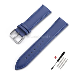 Premium Calfskin Leather Watch Strap - Universal Sports Band - 16mm (Blue)