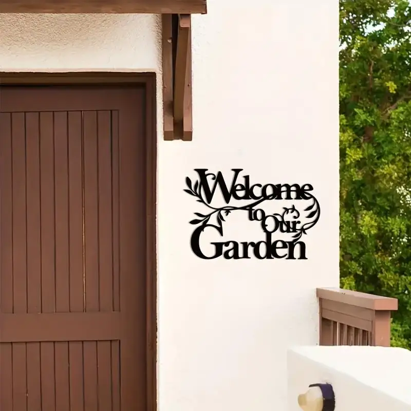 Welcome To Our Garden Sign Metal Garden Sign Decorative Wall Hanging
