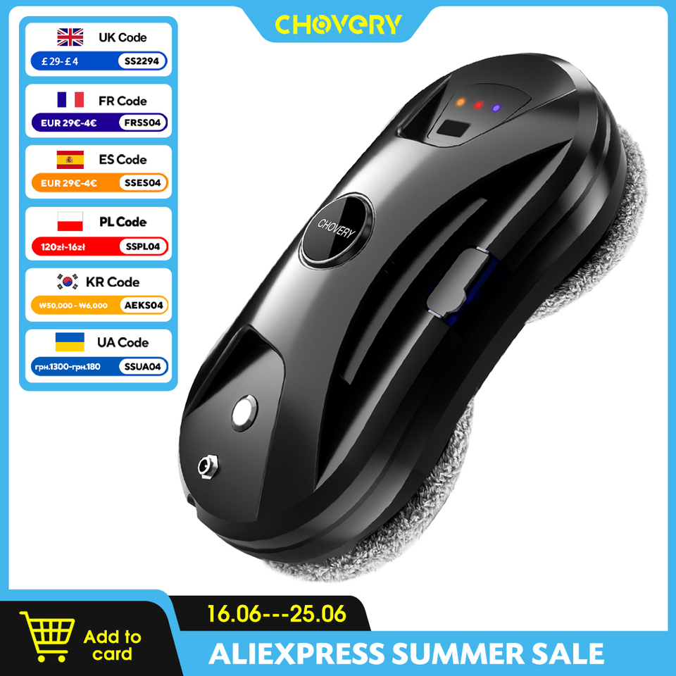 CHOVERY Vacuum Window Cleaner Automatic Water Spray Window Cleaning Robot Electric Glass Limpiacristales Remote Control