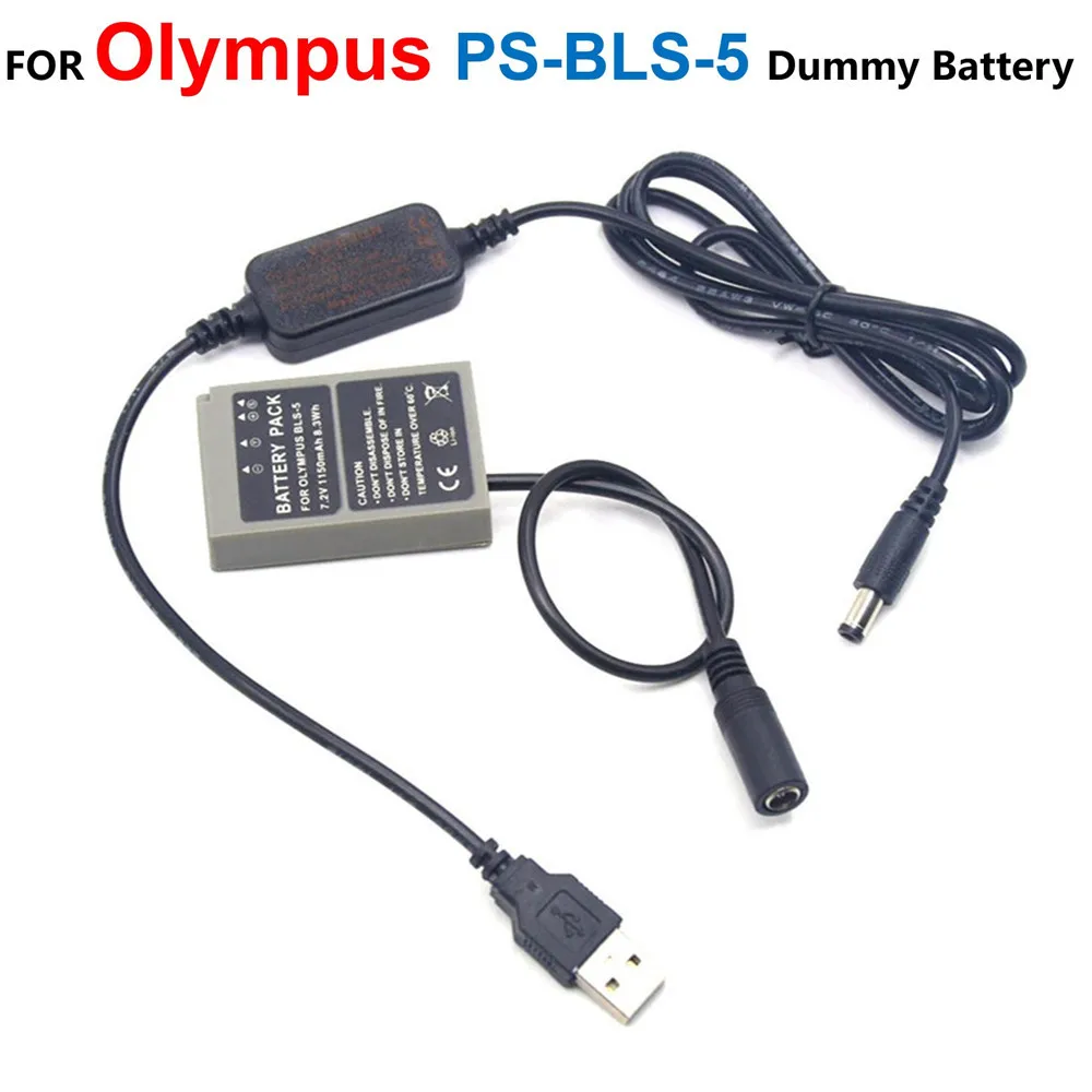

BLS-5 DC Coupler PS-BLS5 Fake Battery+USB Power Cable For Olympus PEN E-PL7 E-PL5 E-PM2 Stylus1 1S OM-D E-M10 E-M10 Mark II III