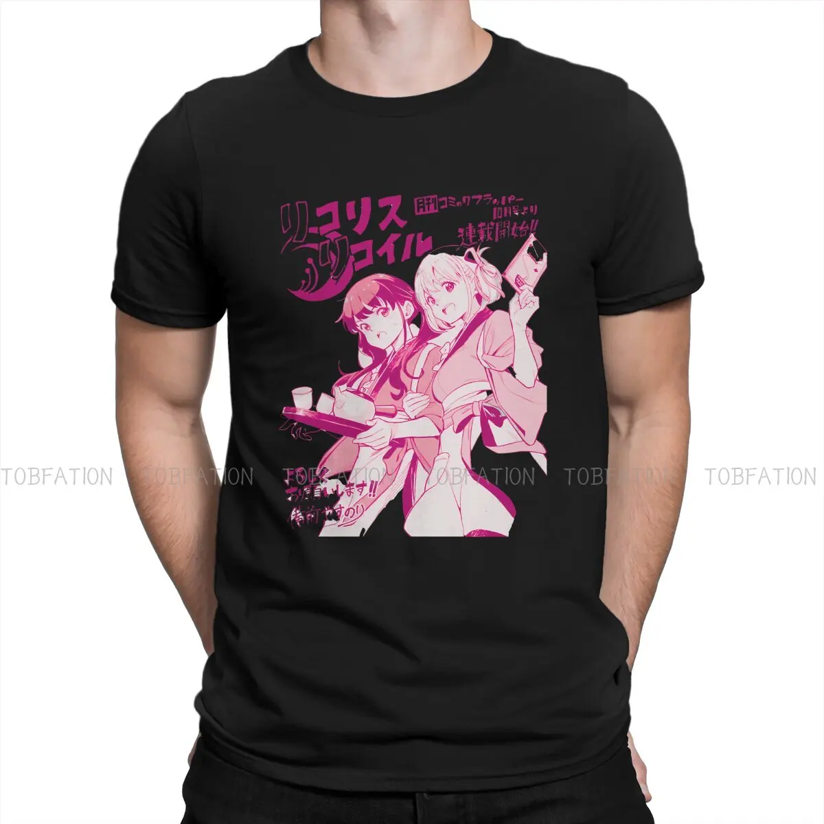 

Funny Round Collar TShirt Lycoris Recoil Anime Pure Cotton Classic T Shirt Man's Clothes Fashion Hot Sale