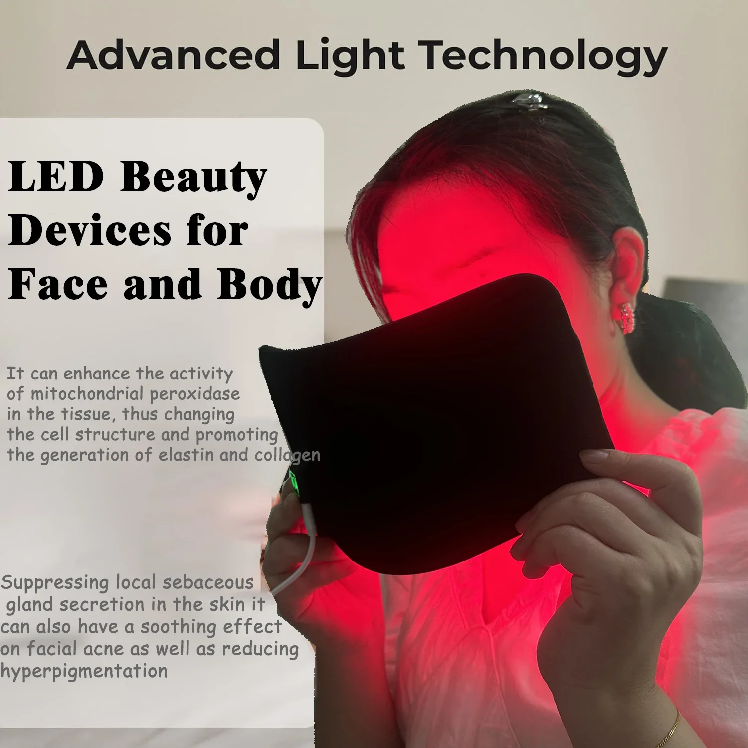 Red Infrared Light Therapy Pad LED Beauty Devices for Face and Body Back Knee Ha