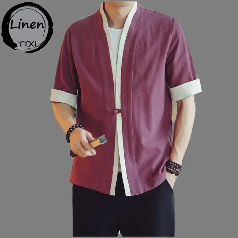 Hanfu Shirt Gown Men Japanese Kimono Robe Haori Blouse Chinese Style Crane Embroidered Tang Suit Casual Cardigan Streetwear Coat japanese kimono japanese kimono cardigan japanese kimono shirt men chinese shirt