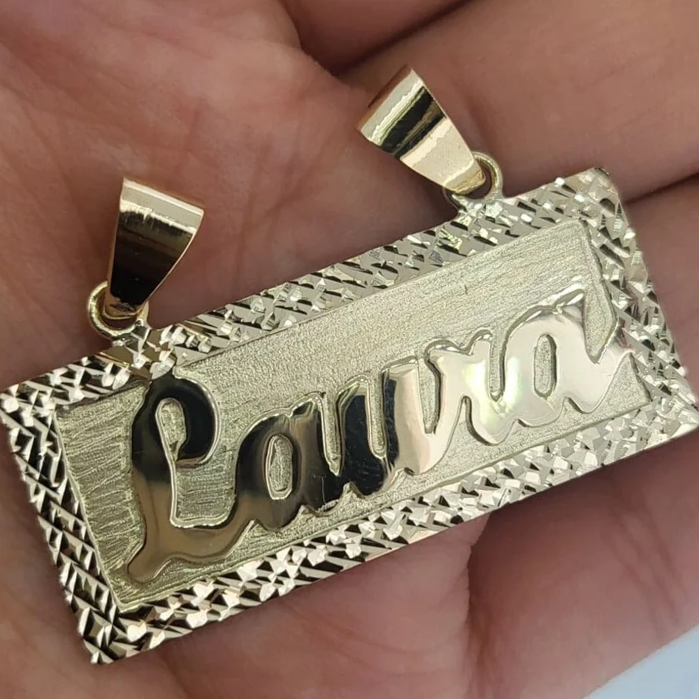 18k 3D Custom Gold Plate Nameplate Necklace Personalized